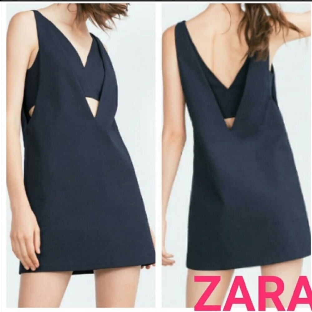 Zara Navy Blue Sleeveless Dress